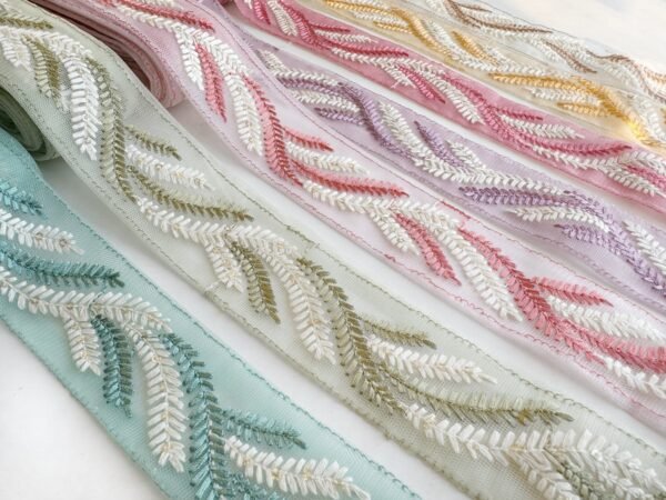 Leaf Embroidered Ribbon ₹65/meter - Image 2
