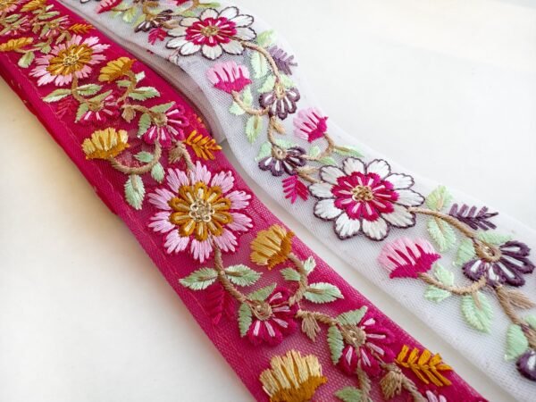 Floral Embroidered Ribbon ₹65/meter - Image 2