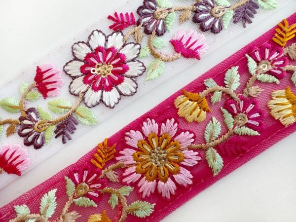 Floral Embroidered Ribbon ₹65/meter
